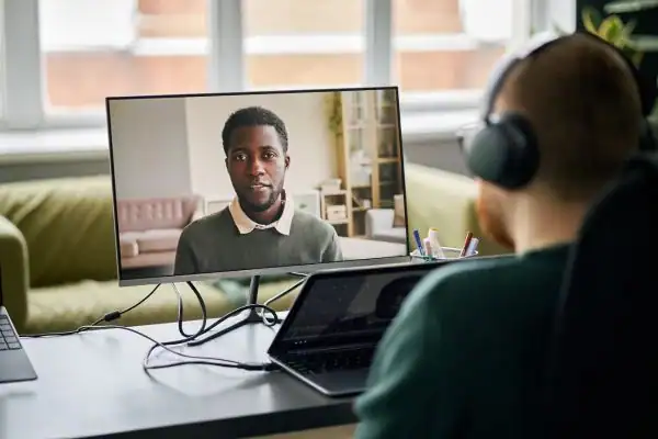 Man attending online mediation Morecambe MIAMS session